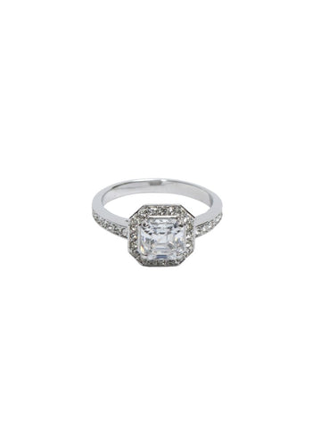 Square Cut Crystal Ring Size: 50