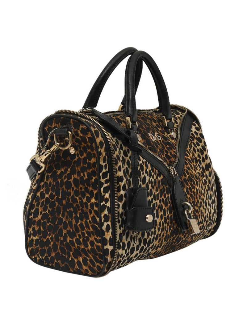Animalier Duffel Satchel Bag with Strap, Lock & Key