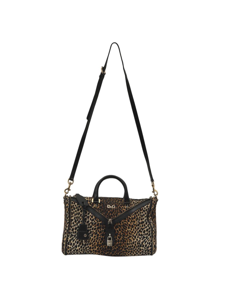 Animalier Duffel Satchel Bag with Strap, Lock & Key