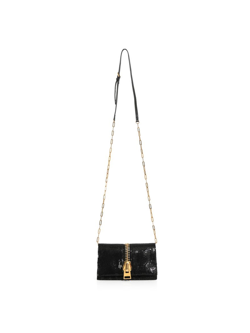 Sequin Snake Embossed Sedgwick Zip Clutch Bag Black Small