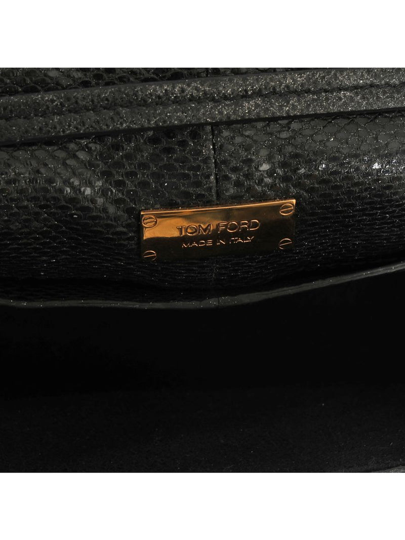 Sequin Snake Embossed Sedgwick Zip Clutch Bag Black Small
