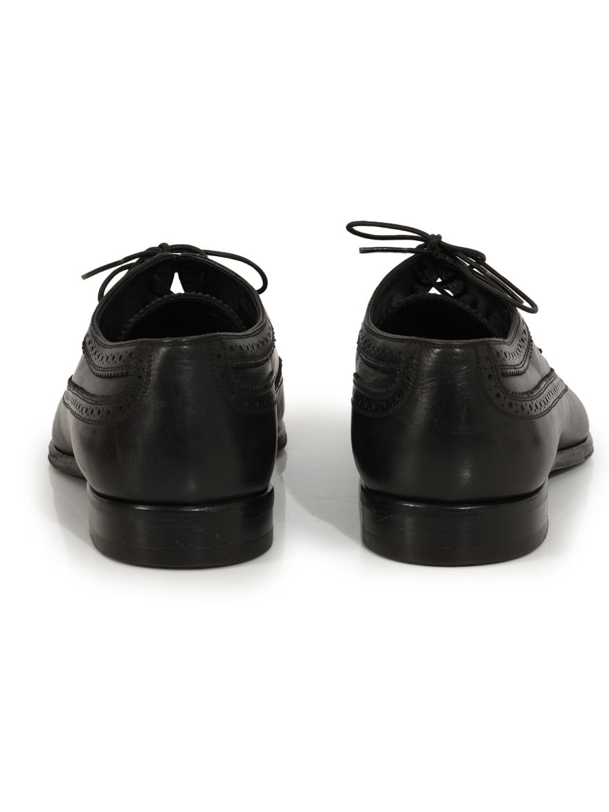 Black Paper cut Leather Shoes (Size10)