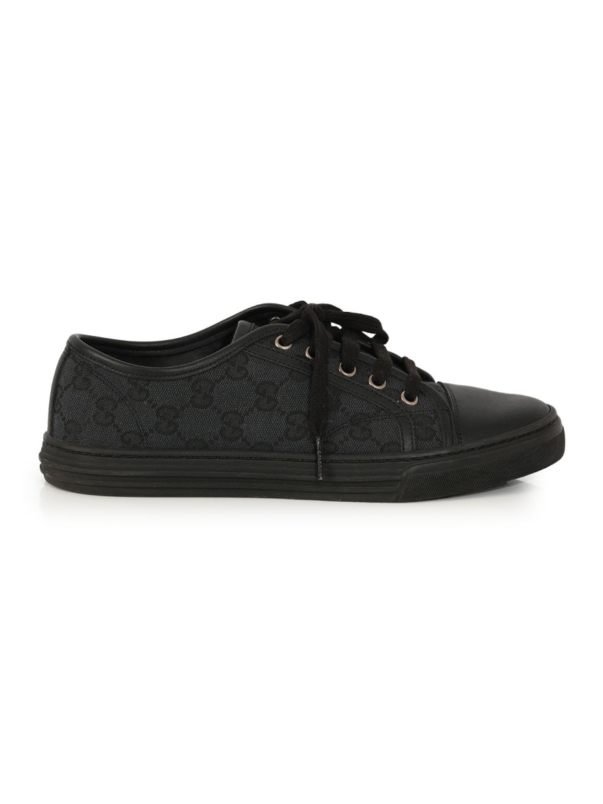 Black GG Canvas And Leather Low Top Sneakers Size: eu 37.5