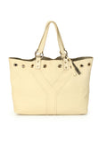 White/Grey Leather Reversible Double Sac Y Tote One Size