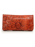 Orange Turnlock Flap Python Clutch Small