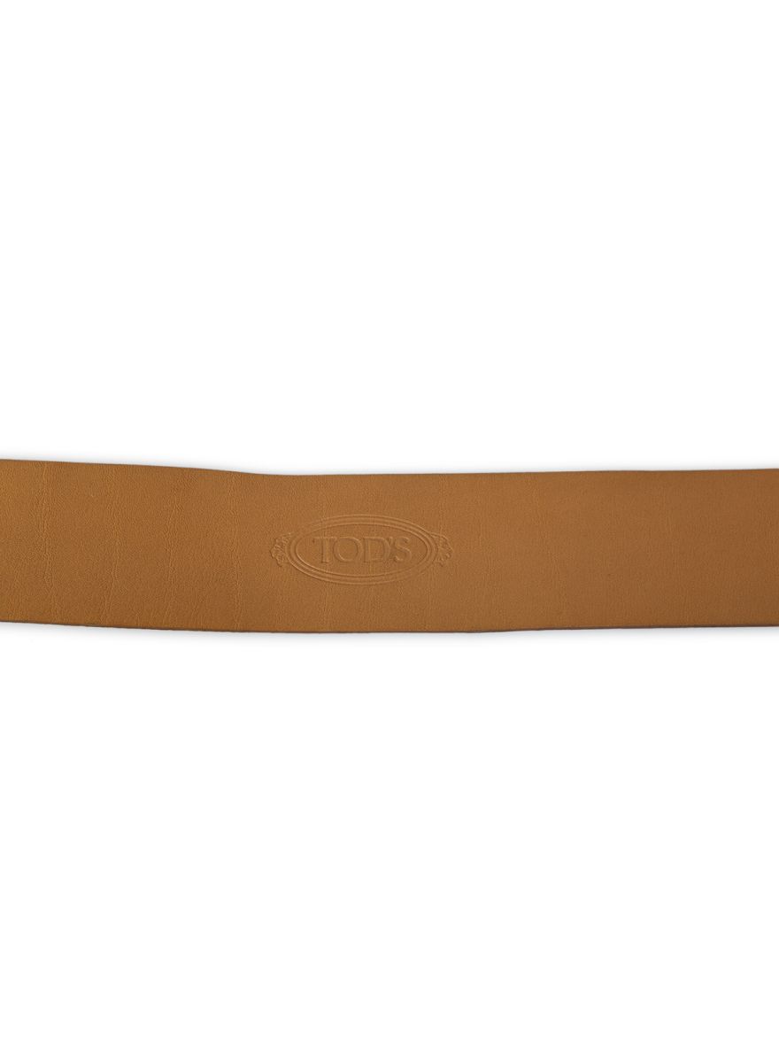 Tod's Tan Unisex Leather Belt Size- 85 cm