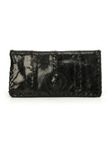 Black Turnlock Flap Python Clutch Small