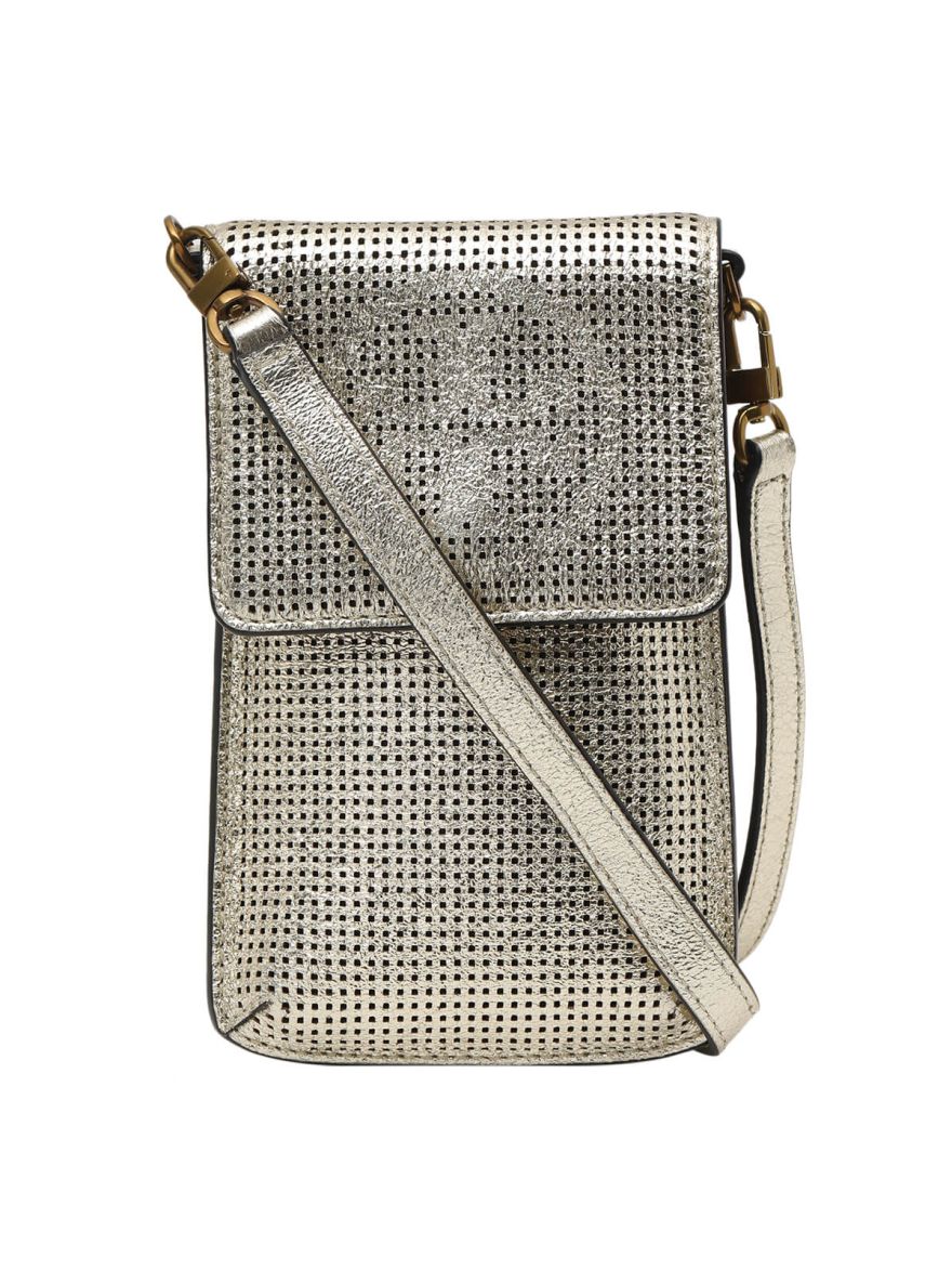 Perforated Metallic Leather Smartphone Bag