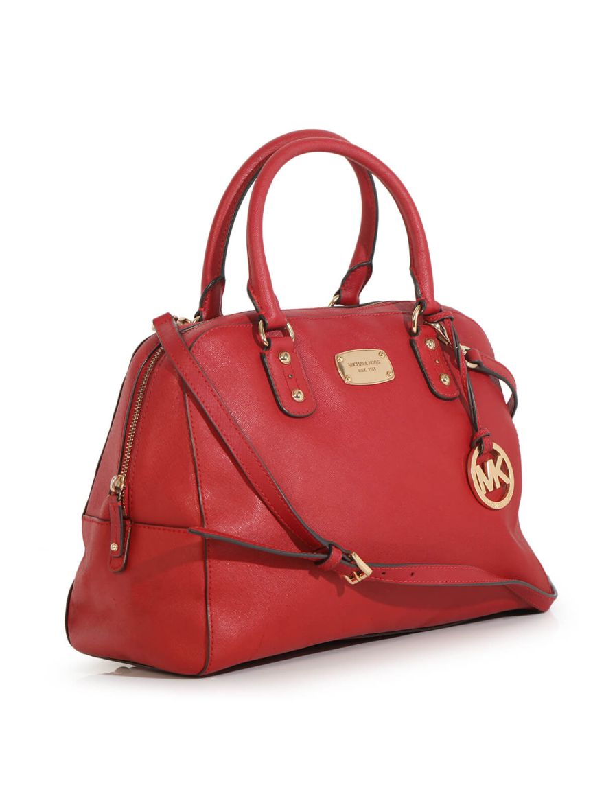 Saffiano Leather Red Handbag with Strap