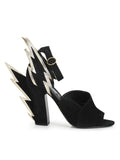 Thunderbolt Suede Sandals In Black/Size-39EUR