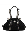 Black Fabric Evening Shoulder Bag