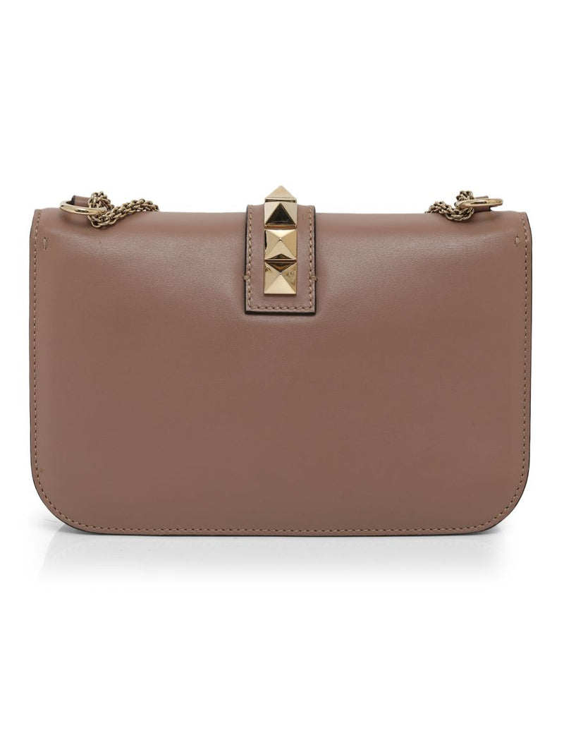 Garavani Nude Pink Rockstud Lock Noir Shoulder Bag Medium