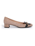 Camel Suede Block Heel Pumps Size: 38