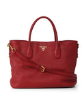 Vitello Daino Rosso Pebbled Leather Large Open Tote