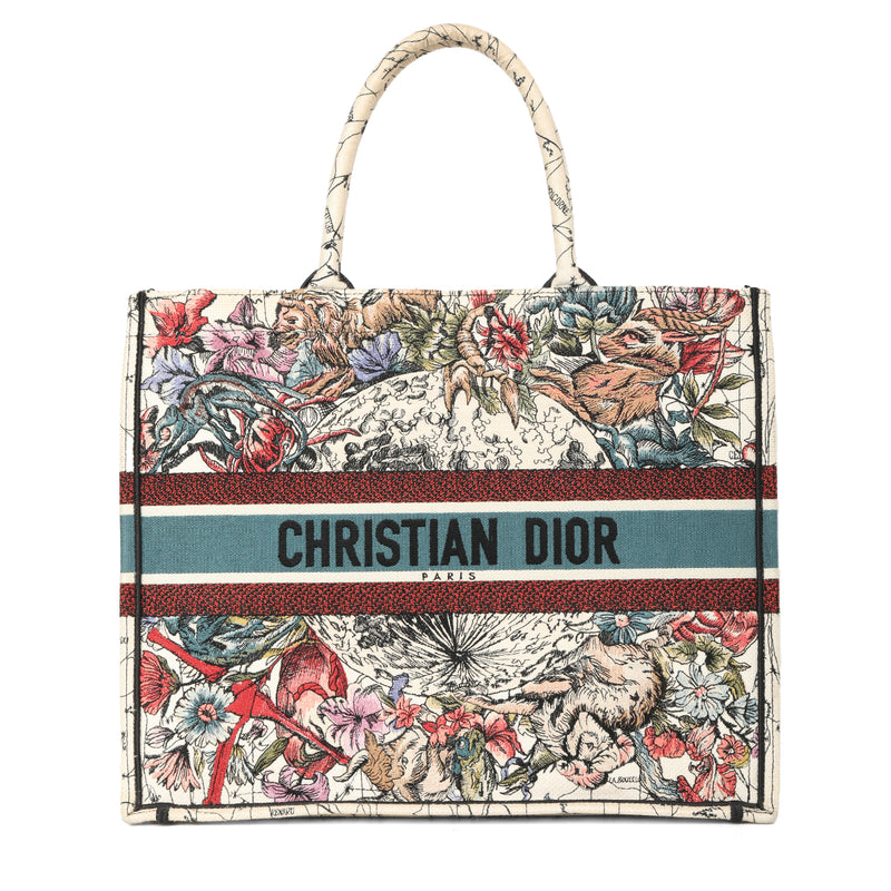 Christian Dior Multicolor Embroidered Canvas GM Book Tote