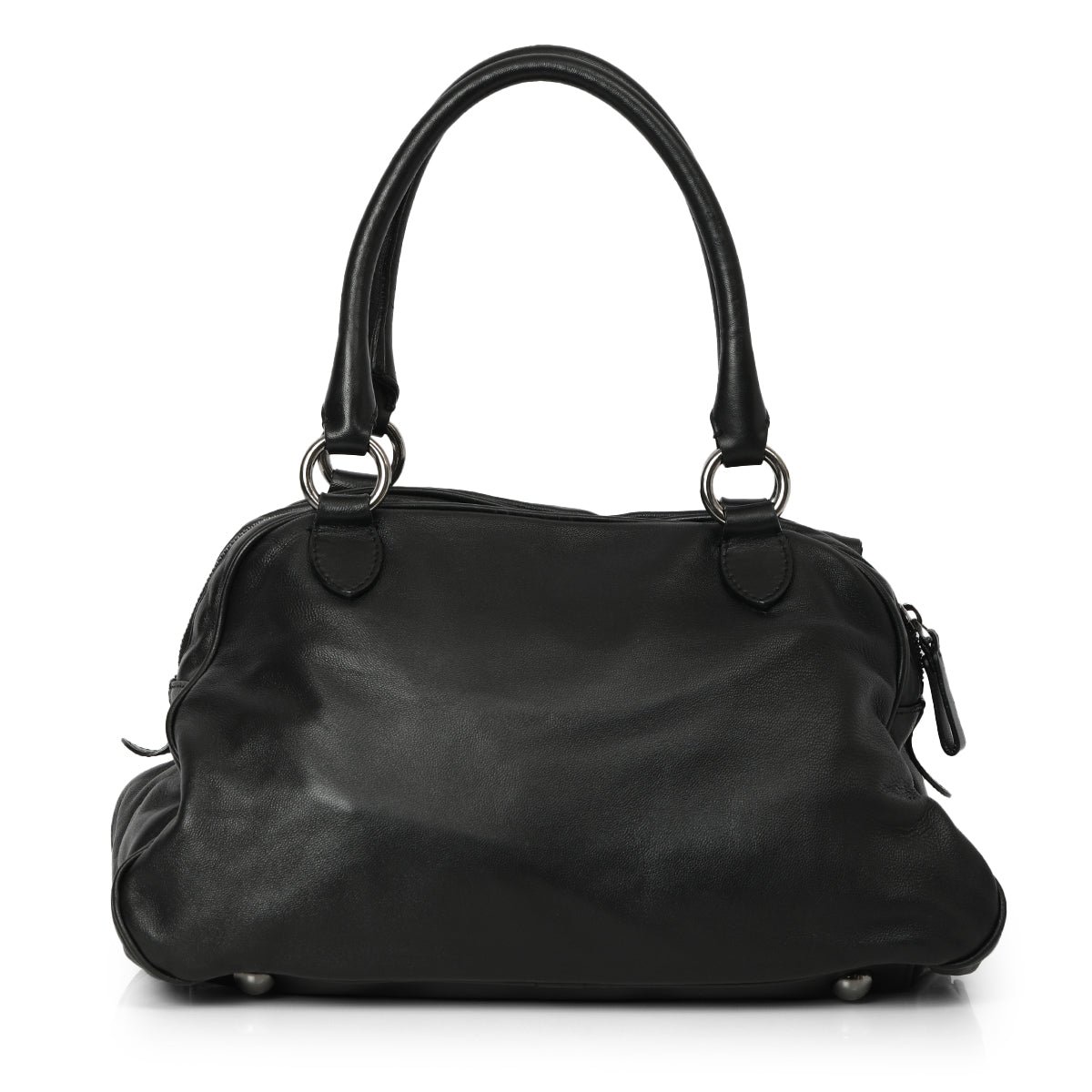 Black Soft Calfskin Vintage Satchel Bag One Size