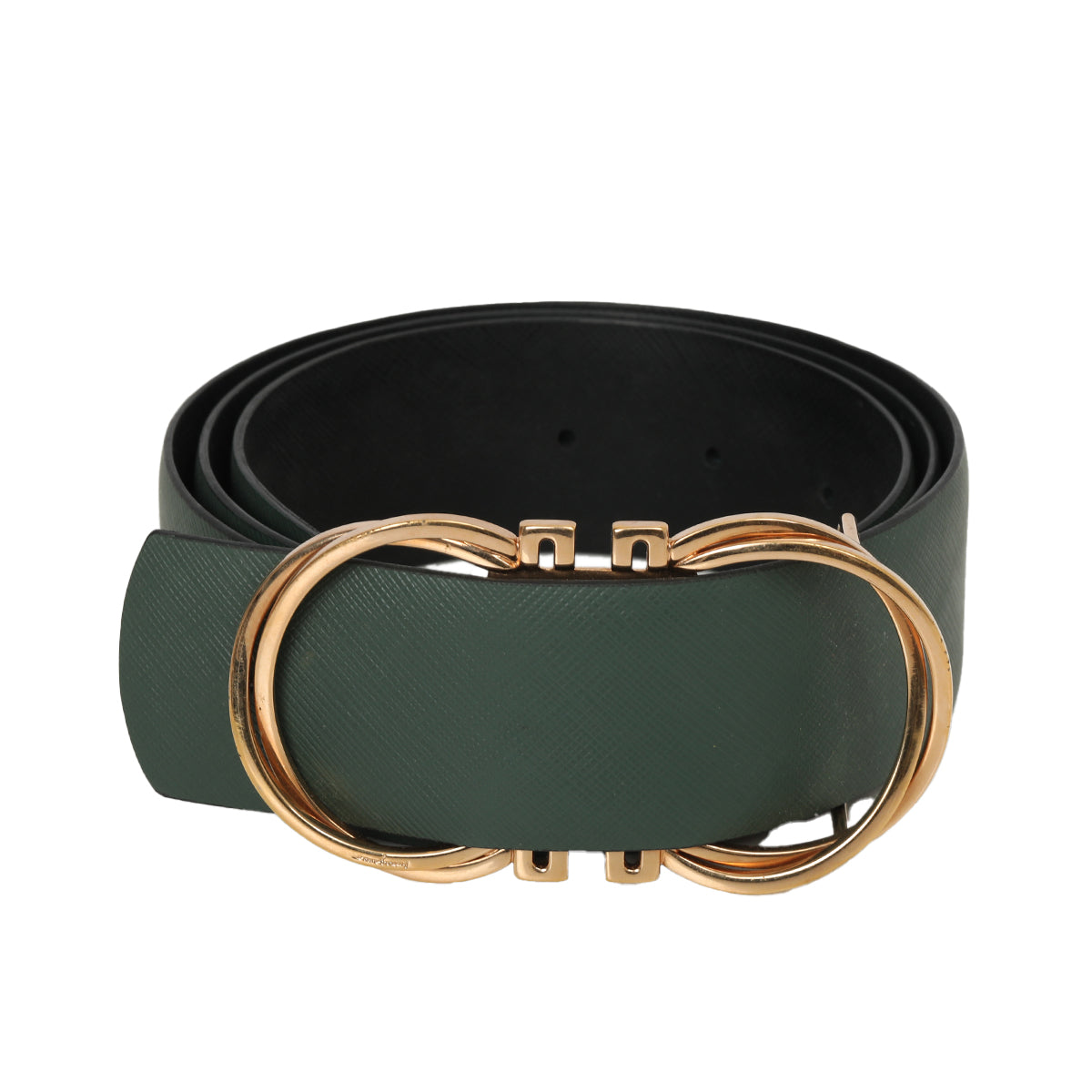 Buckle Green Leather Belt Size:  85/34