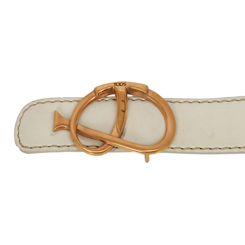 Tods white unique logo leather belt price