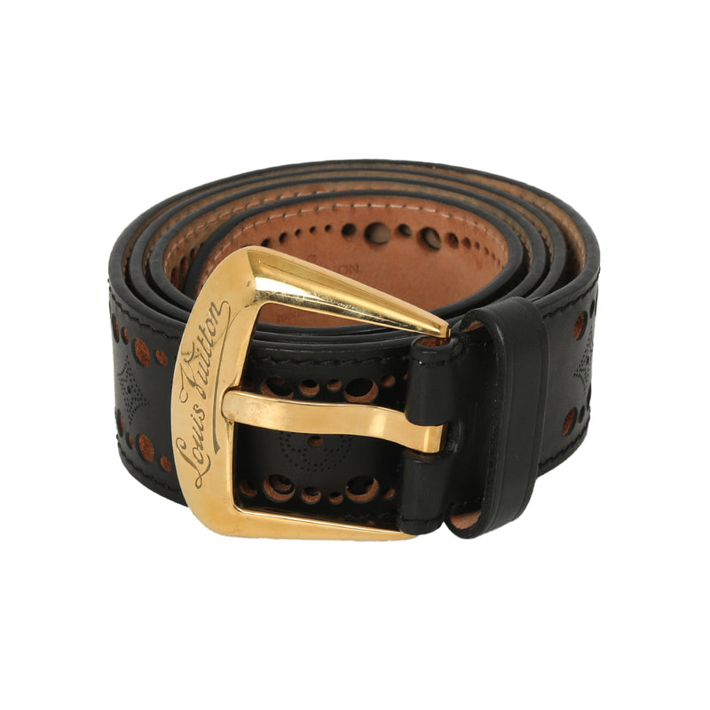 Louis Vuitton Black Cutout Branded Belt 85/34