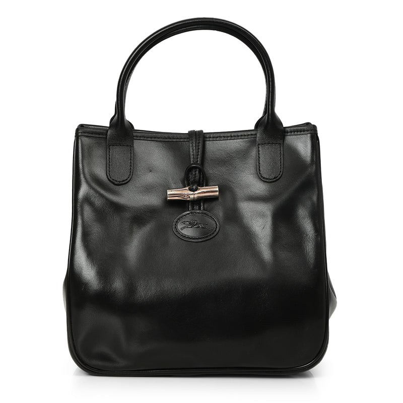 Pre-loved Long Champ Black Mini Handle Bag