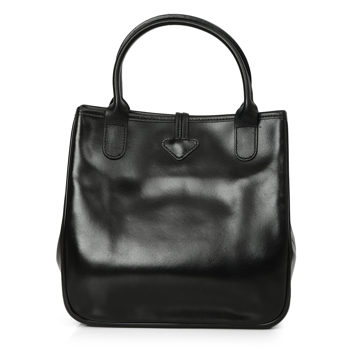 Black Leather Mini Roseau Handle Bag