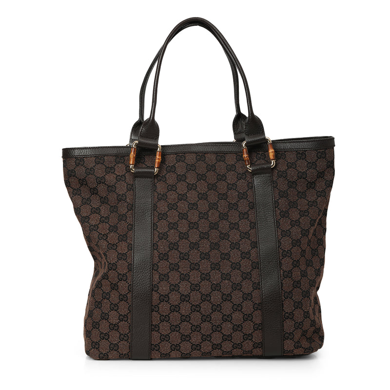 Pre loved gucci gg bamboo tote medium sale online