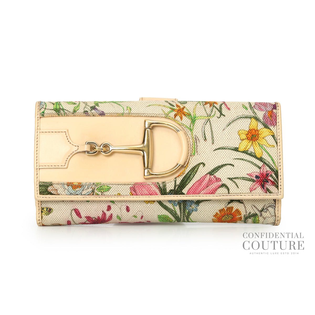 Flora/Nude Horsebit Flap Wallet