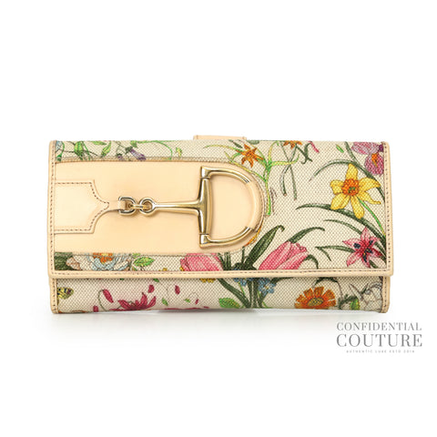 Flora/Nude Horsebit Flap Wallet