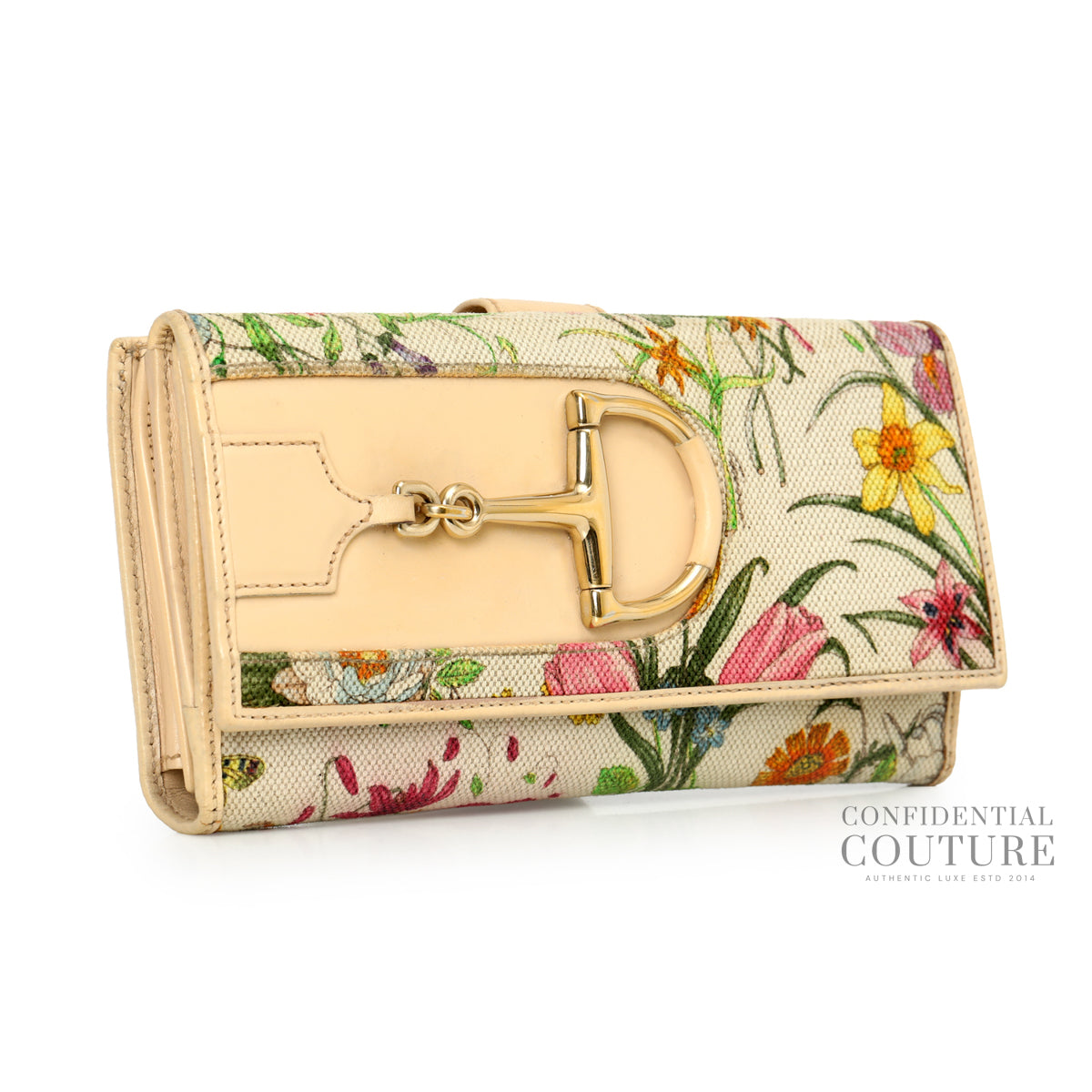 Flora/Nude Horsebit Flap Wallet