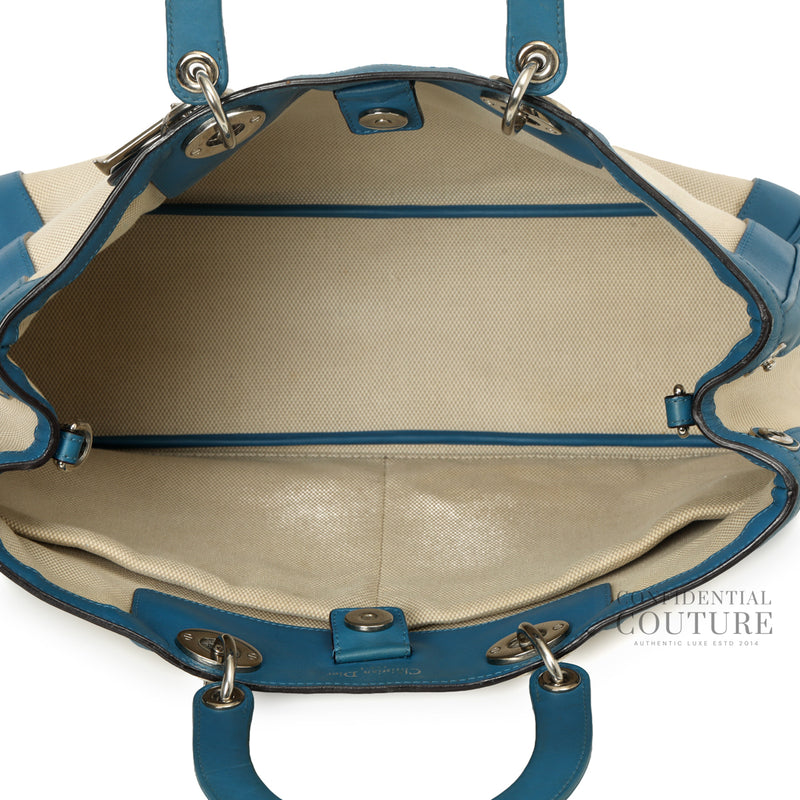 Secondhand Christian Dior Beige/Blue Canvas Diorissimo Large Bag