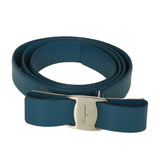 Blue Leather Vara Bow Double Belt