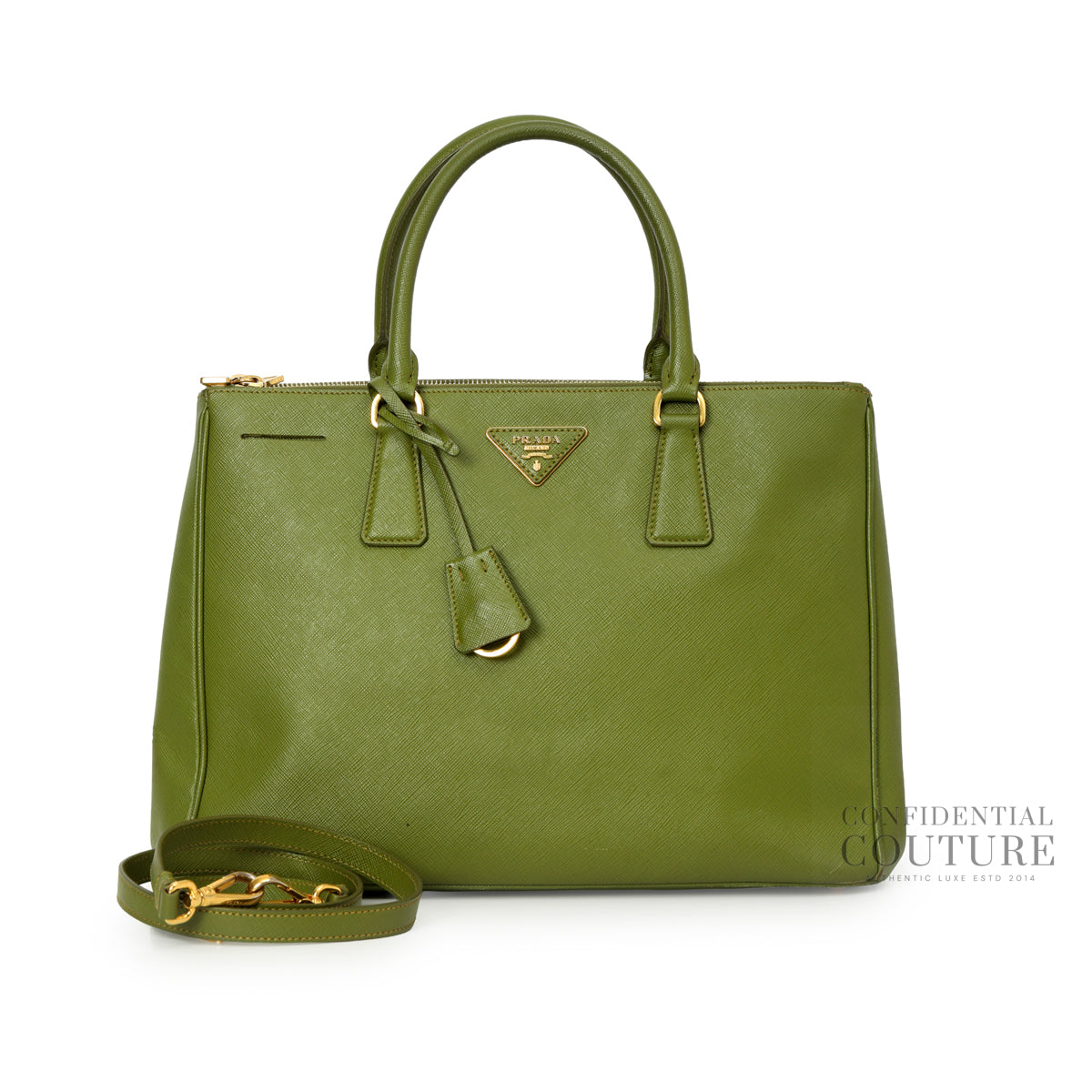 Galleria Large Green Saffiano Leather Bag