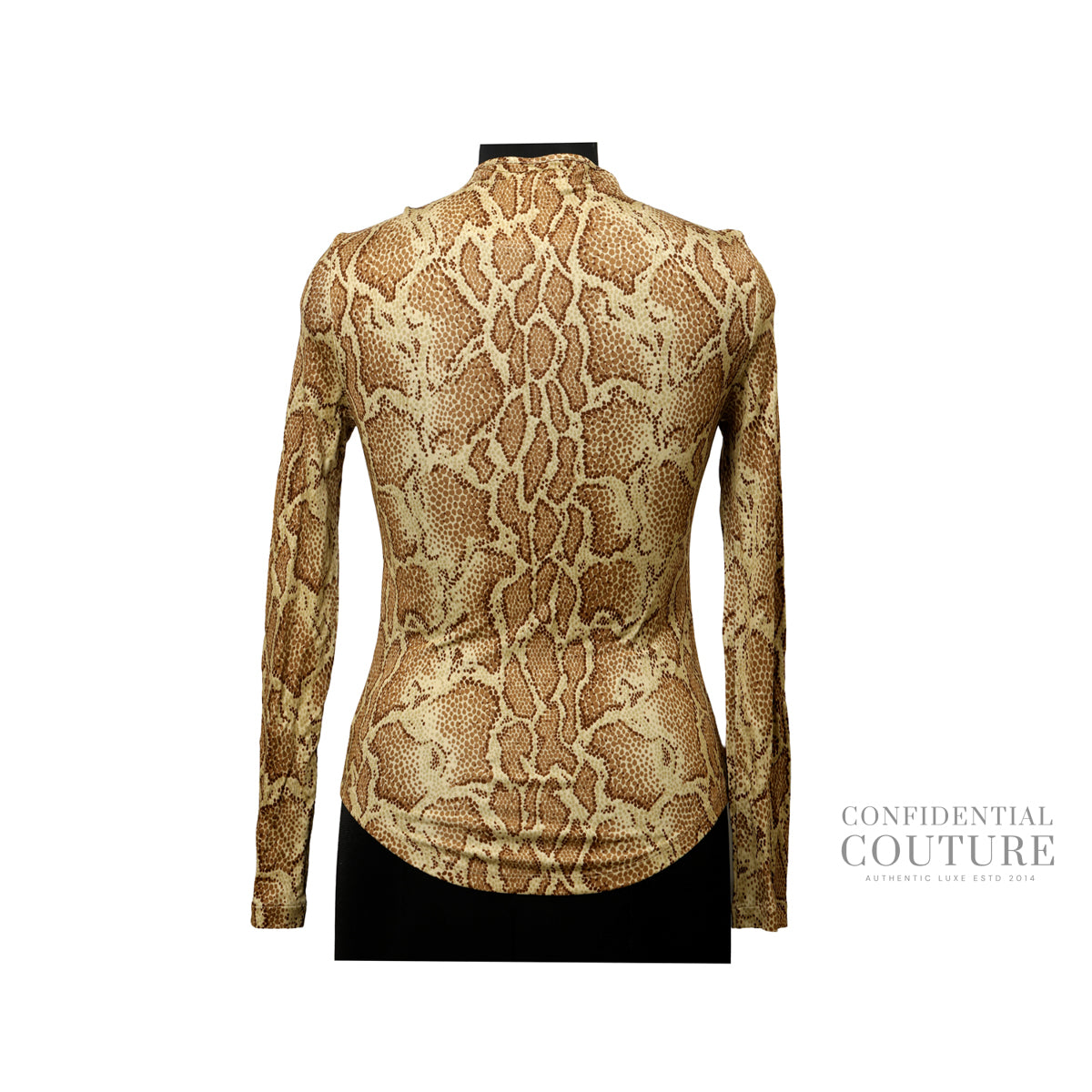 Powder Beige Python Print Viscose Top For Women | XS