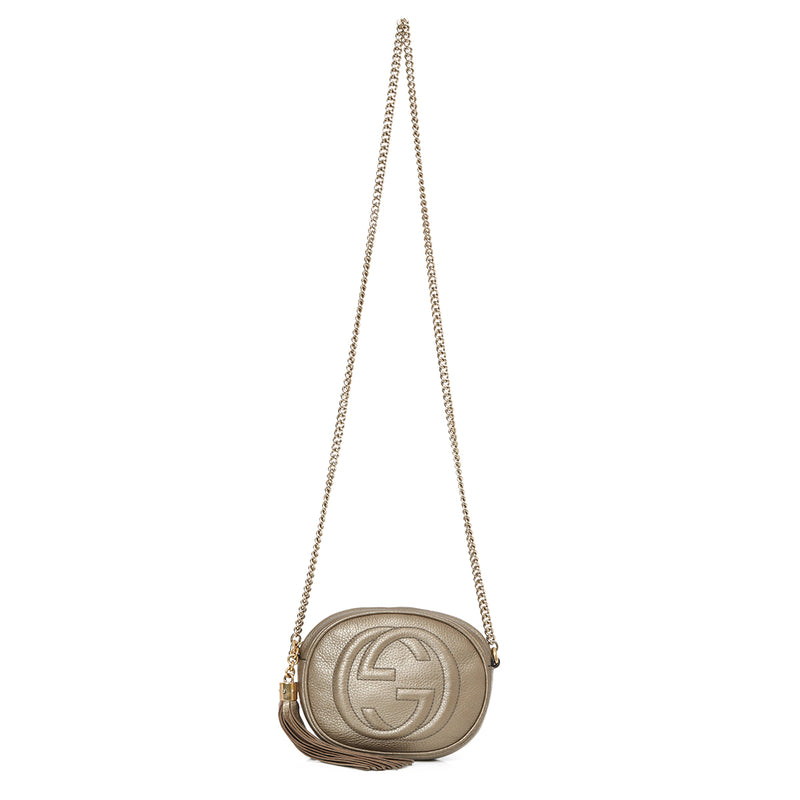 Women pre loved gucci mini soho round chain bag