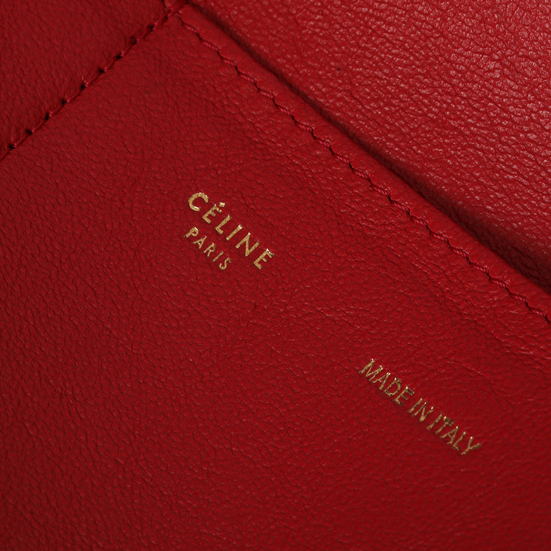 women Celine Red Python & Suede Medium Trapeze Bag