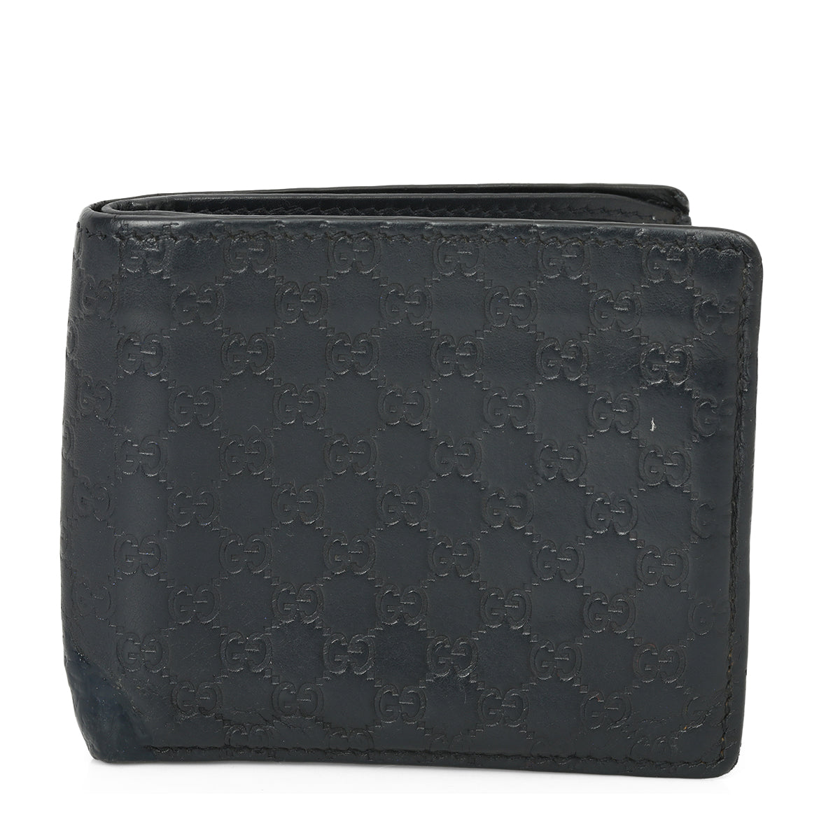 Microguccissima GG Black Leather Bifold Wallet Small