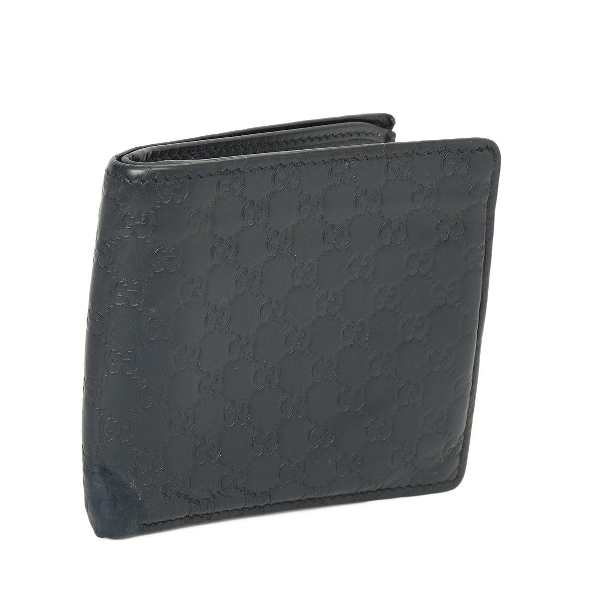 Microguccissima GG Black Leather Bifold Wallet Small