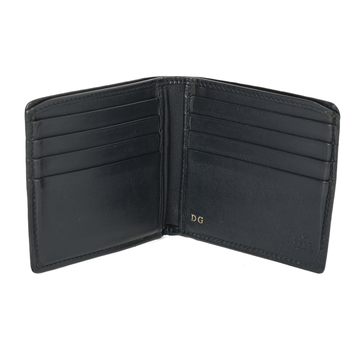 Microguccissima GG Black Leather Bifold Wallet Small