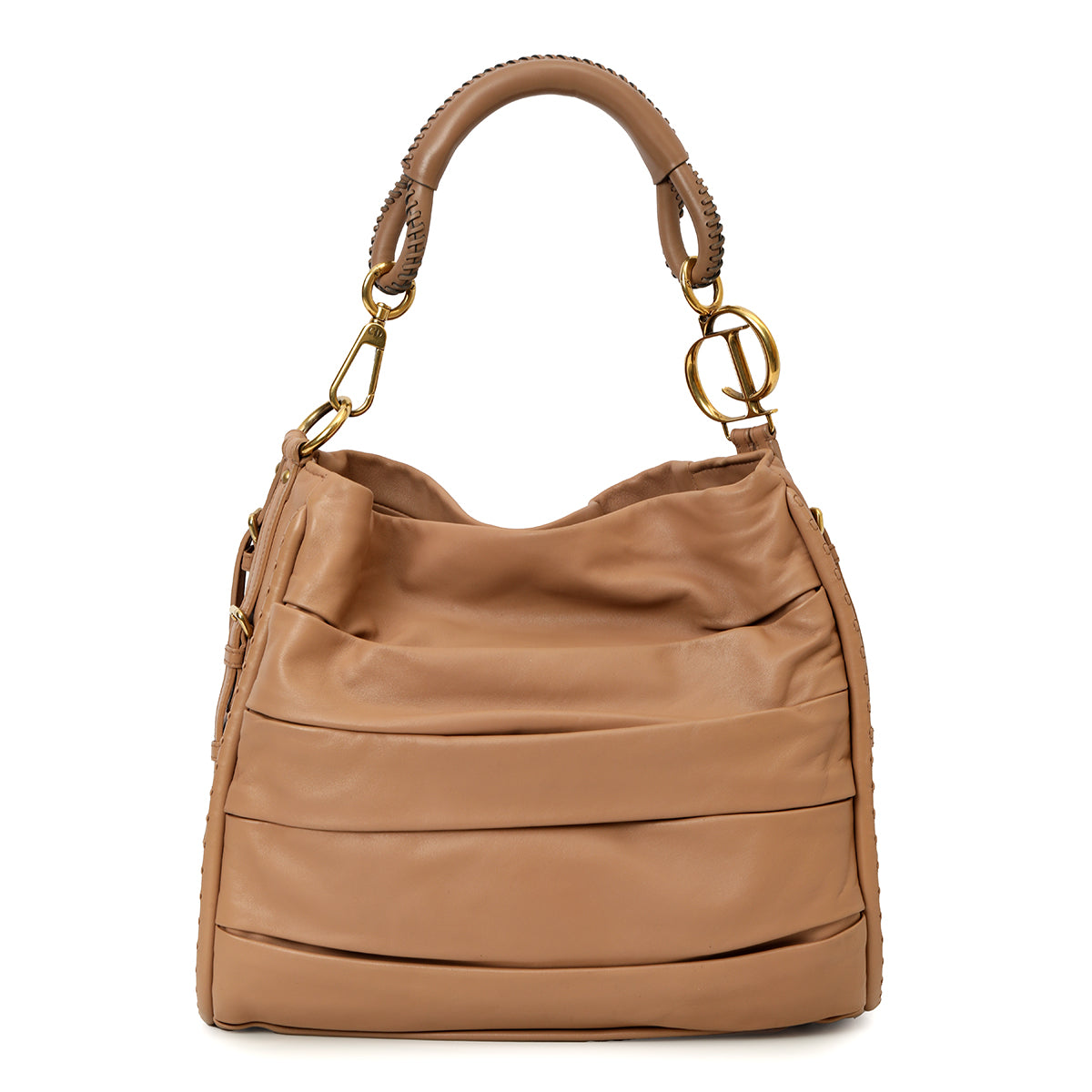 Nude Rose Lambskin Pleated Libertine Hobo Bag