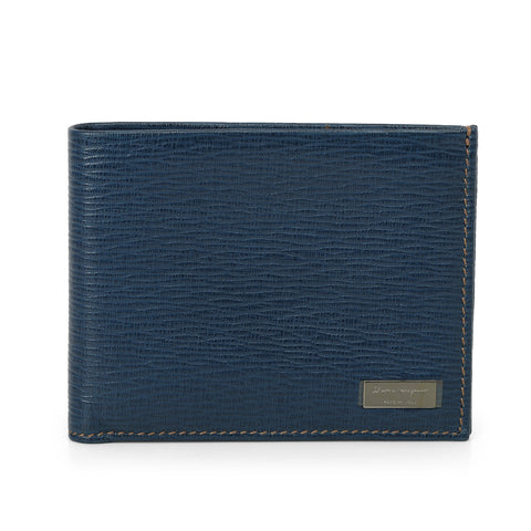 Blue Leather Bi-Fold Wallet One Size