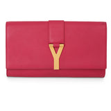 Fuchsia Smooth Leather Ligne Y Clutch Bag One Size