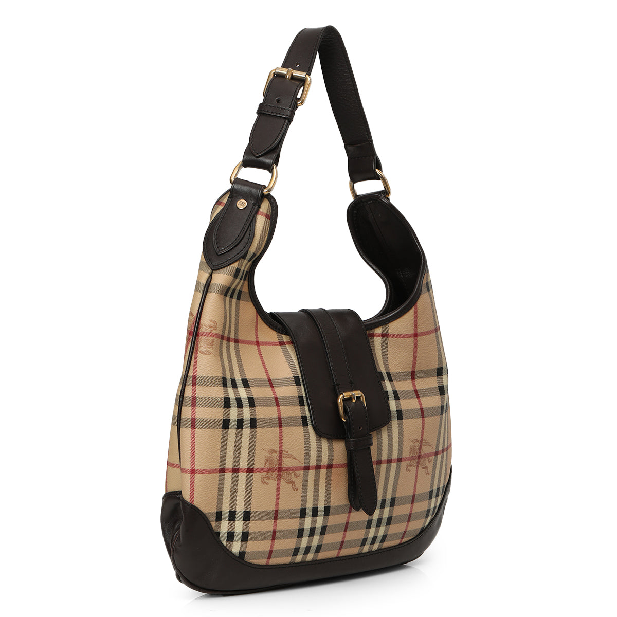 Black/Beige Haymarket Coated Canvas and Leather Brooke Hobo One Size