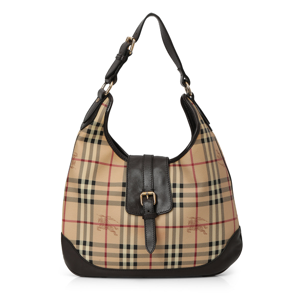 Black/Beige Haymarket Coated Canvas and Leather Brooke Hobo One Size