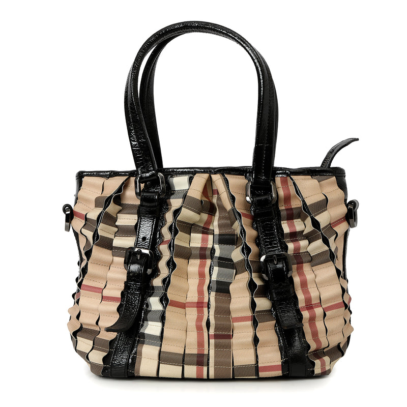 Pre-loved Burberry Nova Check Cartridge Pleat Tote One Size