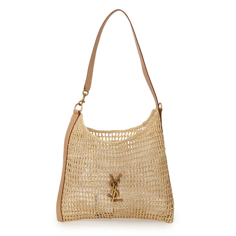 Saint Laurent Oxalis in Raffia Crochet And Leather One Size