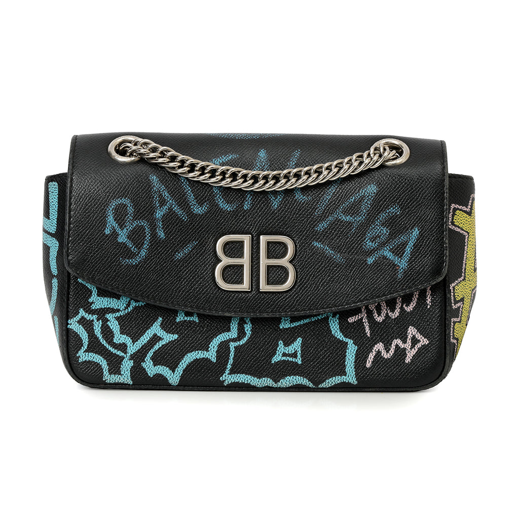 Shop Pre-Owned Authentic Balenciaga BB Graffiti Shoulder Bag One