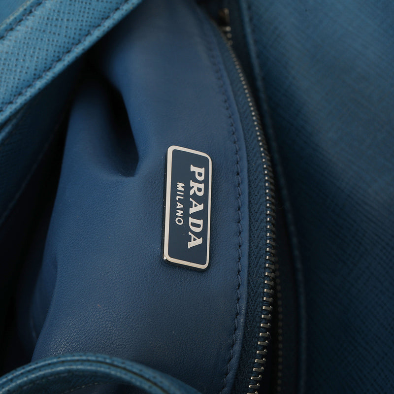 Baguette Bijoux Blue Saffiano Leather Bag One Size