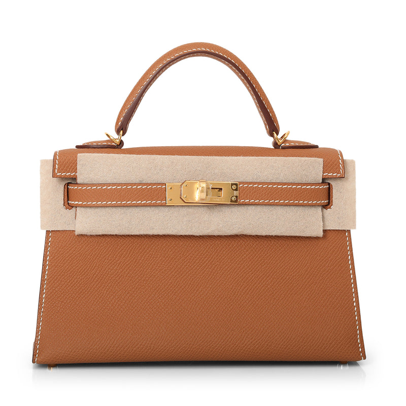 Gold On Gold Mini kelly in Epsom Leather