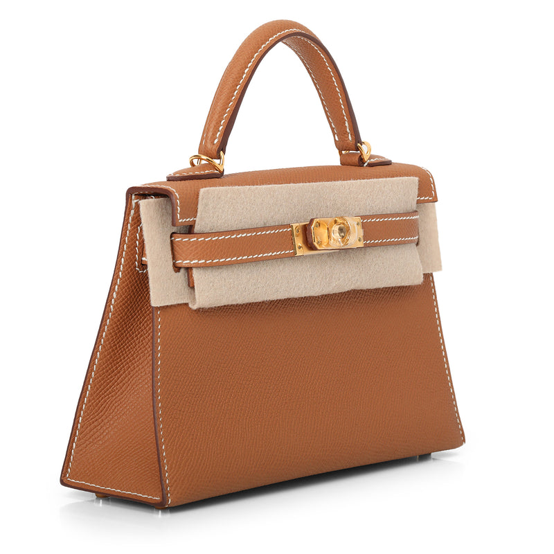 Gold On Gold Mini kelly in Epsom Leather