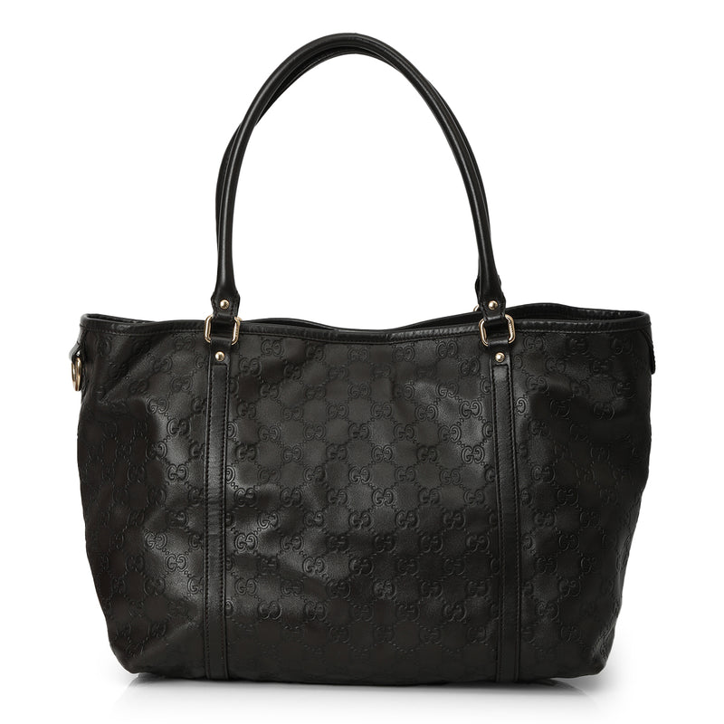 Pre-loved Gucci Black Leather Tote Bag One Size